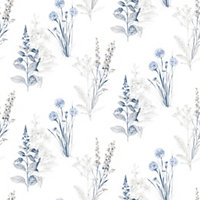 Galerie Abby Rose 4 Blue Navy Flora Smooth Wallpaper
