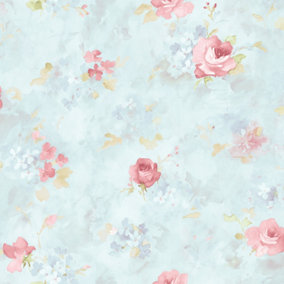 Galerie Abby Rose 4 Blue Pink Morning Dew Smooth Wallpaper