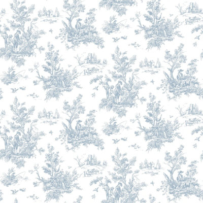 Galerie Abby Rose 4 Blue Toile Smooth A4 Wallpaper Sample