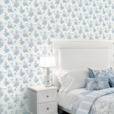 Galerie Abby Rose 4 Blue Toile Smooth Wallpaper