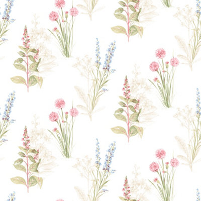 Galerie Abby Rose 4 Cream Blue Pink Flora Smooth Wallpaper