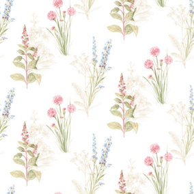 Galerie Abby Rose 4 Cream Blue Pink Flora Smooth Wallpaper