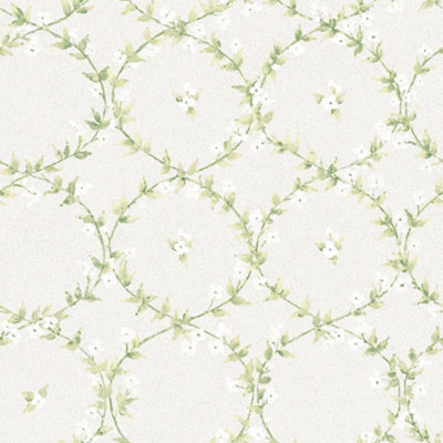 Galerie Abby Rose 4 Green Light Grey Floral Laurel Smooth Wallpaper