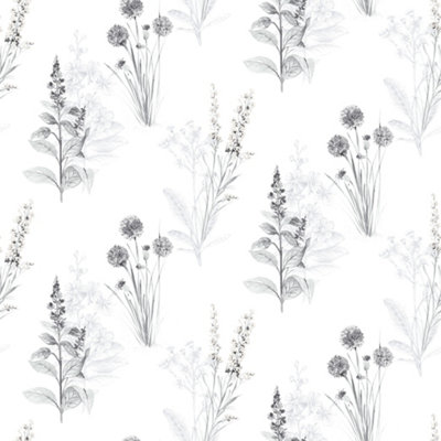 Galerie Abby Rose 4 Grey Black Flora Smooth Wallpaper