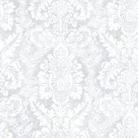 Galerie Abby Rose 4 Grey Valentine Damask Smooth Wallpaper