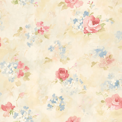 Galerie Abby Rose 4 Pink Blue Cream Morning Dew Smooth Wallpaper