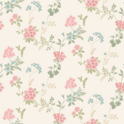 Galerie Abby Rose 4 Pink Green Blue Fern Floral Smooth Wallpaper