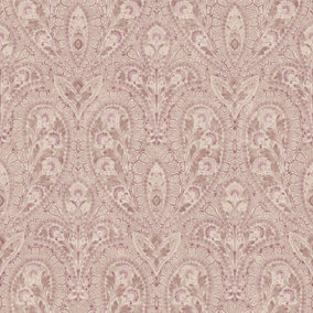 Galerie Abby Rose 4 Plum Cream Ornamental Paisley Smooth Wallpaper