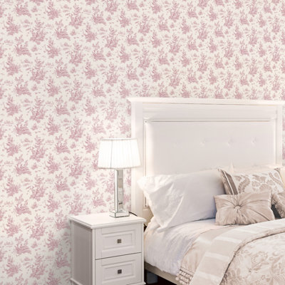 Galerie Abby Rose 4 Plum Cream Toile Smooth Wallpaper