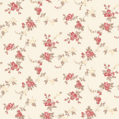 Galerie Abby Rose 4 Red Cream Green Chic Rose Smooth Wallpaper