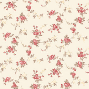 Galerie Abby Rose 4 Red Cream Green Chic Rose Smooth Wallpaper