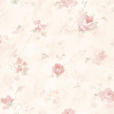 Galerie Abby Rose 4 Soft Pink Green Cream Morning Dew Smooth A4 Wallpaper Sample