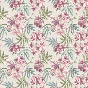 Galerie Abby Rose 4 Taupe Pink Plum Linen Floral Smooth Wallpaper