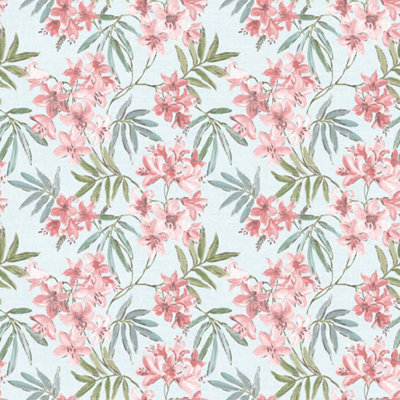 Galerie Abby Rose 4 Turquoise Green Linen Floral Smooth Wallpaper