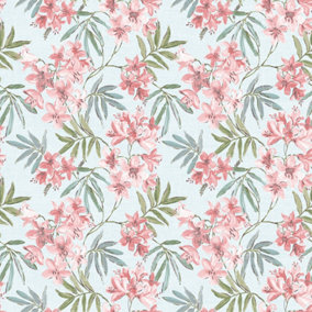 Galerie Abby Rose 4 Turquoise Green Linen Floral Smooth Wallpaper