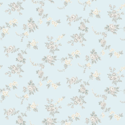 Galerie Abby Rose 4 Turquoise Grey Chic Rose Smooth A4 Wallpaper Sample