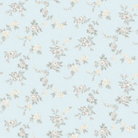 Galerie Abby Rose 4 Turquoise Grey Chic Rose Smooth Wallpaper