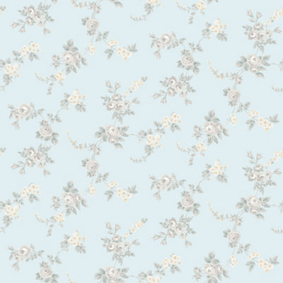 Galerie Abby Rose 4 Turquoise Grey Chic Rose Smooth Wallpaper