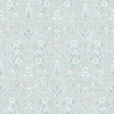 Galerie Abby Rose 4 Turquoise Grey Ornamental Paisley Smooth Wallpaper
