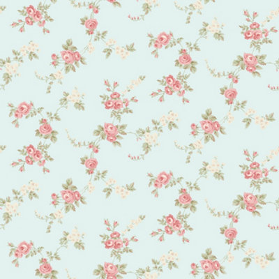 Galerie Abby Rose 4 Turquoise Red Green Chic Rose Smooth Wallpaper