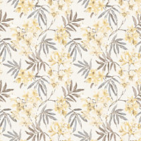 Galerie Abby Rose 4 Turquoise Yellow Grey Cream Linen Floral Smooth Wallpaper