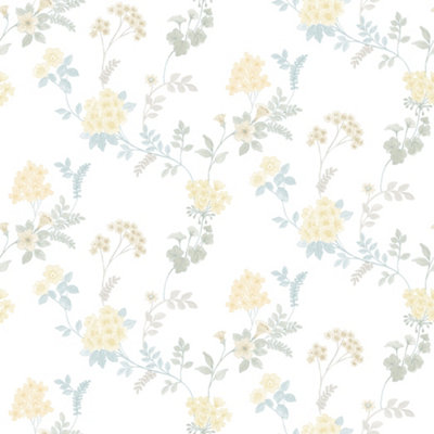 Galerie Abby Rose 4 Yellow Turquoise Fern Floral Smooth Wallpaper