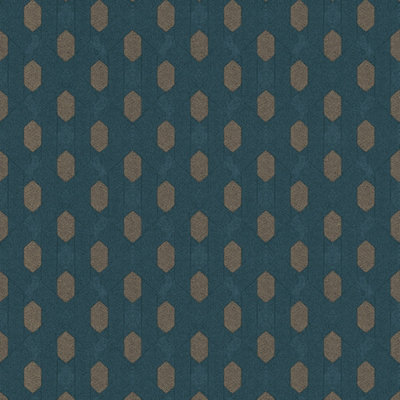 Galerie Absolutely Chic Beige Blue Brown Art Deco Style Geometric Motif Smooth Wallpaper