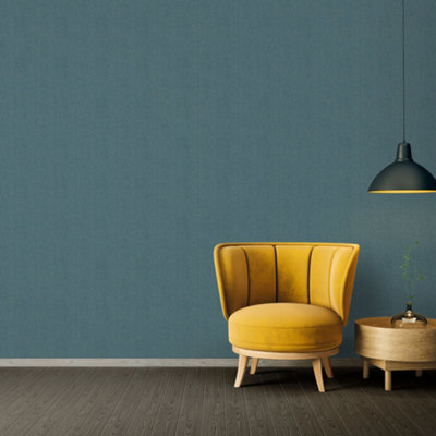 Galerie Absolutely Chic Blue Metallic Hessian Effect Texture Smooth Wallpaper