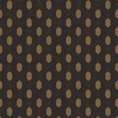 Galerie Absolutely Chic Brown Metallic Black Art Deco Style Geometric Motif Smooth Wallpaper