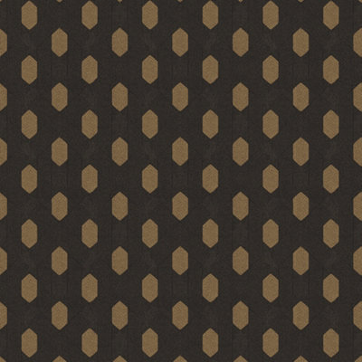 Galerie Absolutely Chic Brown Metallic Black Art Deco Style Geometric Motif Smooth Wallpaper