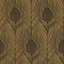 Galerie Absolutely Chic Brown Metallic Black Peacock Feather Motif Smooth Wallpaper