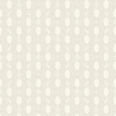 Galerie Absolutely Chic Cream Grey Metallic Art Deco Style Geometric Motif Smooth Wallpaper