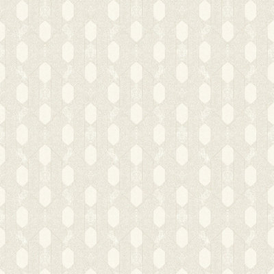 Galerie Absolutely Chic Cream Grey Metallic Art Deco Style Geometric Motif Smooth Wallpaper