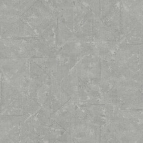 Galerie Absolutely Chic Grey Metallic Distressed Geometric Texture Smooth Wallpaper