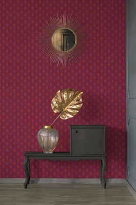 Galerie Absolutely Chic Orange Red Lilac Art Deco Style Geometric Motif Smooth Wallpaper