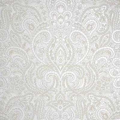 Galerie Adonea Ares Antique White Metallic Damask 3D Embossed Wallpaper Roll