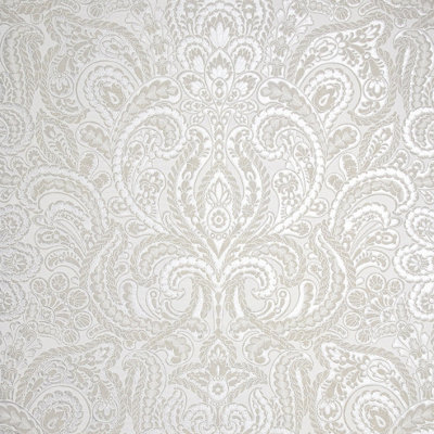 Galerie Adonea Ares Antique White Metallic Damask 3D Embossed Wallpaper Roll