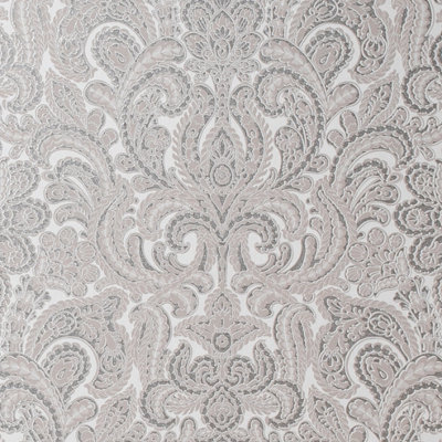 Galerie Adonea Ares Stone Grey Metallic Damask 3D Embossed Wallpaper Roll