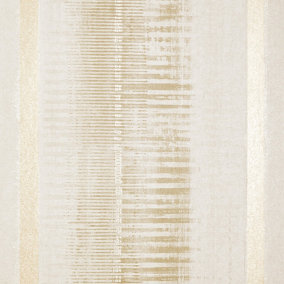 Galerie Adonea Hermes Cream Metallic Stripe Smooth Wallpaper Roll