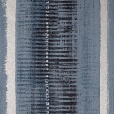 Galerie Adonea Hermes Midnight Blue Metallic Stripe Smooth Wallpaper Roll