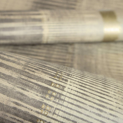 Galerie Adonea Hermes Sand Metallic Stripe Smooth Wallpaper Roll