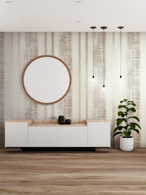 Galerie Adonea Hermes Warm Grey Metallic Stripe Smooth Wallpaper Roll