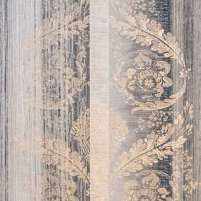 Galerie Adonea Nerites Grey Copper Metallic Damask Stripe Smooth Wallpaper Roll