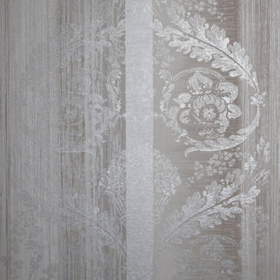Galerie Adonea Nerites Stone Grey Metallic Damask Stripe Smooth A4 Wallpaper Sample