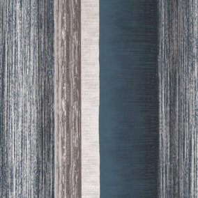 Galerie Adonea Poseidon Midnight Blue Metallic Stripe Smooth Wallpaper Roll