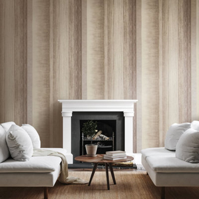 Galerie Adonea Poseidon Taupe Metallic Stripe Smooth Wallpaper Roll