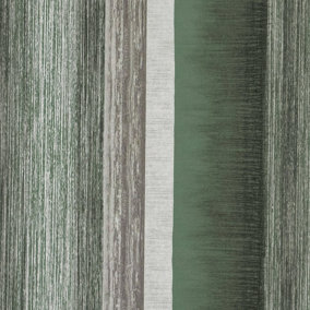 Galerie Adonea Poseidon Woody Green Metallic Stripe Smooth Wallpaper Roll