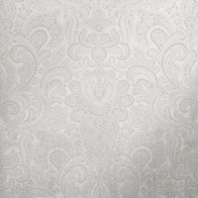 Galerie Adonea Snow Silver Aphrodite Damask Glass Beads 3D Embossed Wallpaper Roll