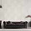 Galerie Adonea Snow Silver Aphrodite Damask Glass Beads 3D Embossed Wallpaper Roll