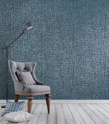 Galerie Adonea Zeus Midnight Blue Metallic Geometric 3D Embossed Wallpaper Roll